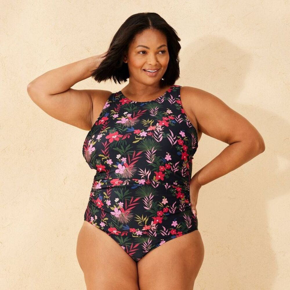 Shade & Shore Floral Black Swimsuit